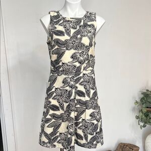 J. Crew Black and Cream Floral Pattern Mini Dress
